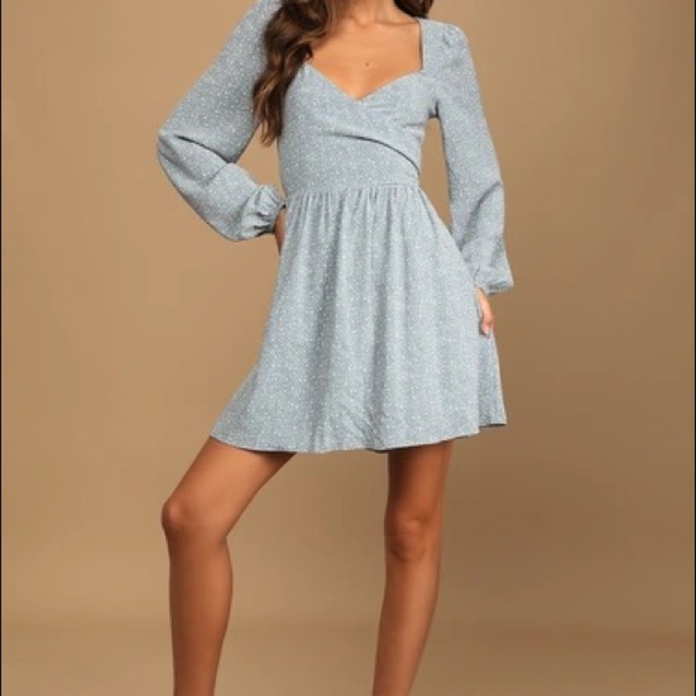 Lulu’s Open Back Blue Floral Mini Dress.